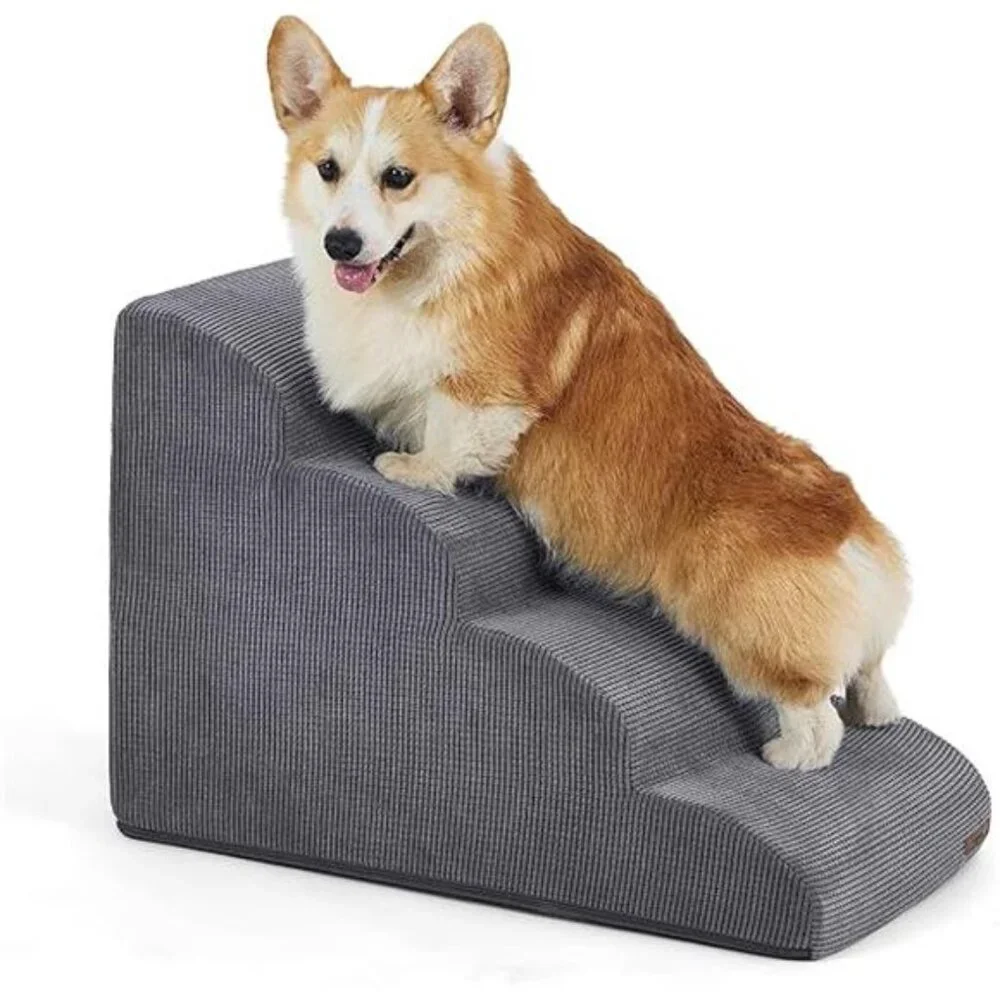 Dog Stairs for Small Dogs - Dog Ramp for High Beds and Couch with Certified Foam